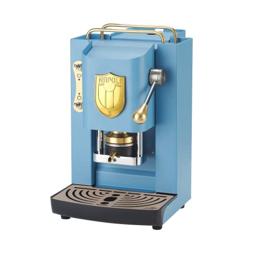 FABER COFFEE MACHINES | Modell Pro Deluxe Scudetto | Kaffeemaschine für ESE-Pads 44 mm | Farbe Torquoise Messing-Finish | Padpresse aus Messing | Napoli Campione (Logo Gold) von FABER COFFEE MACHINES