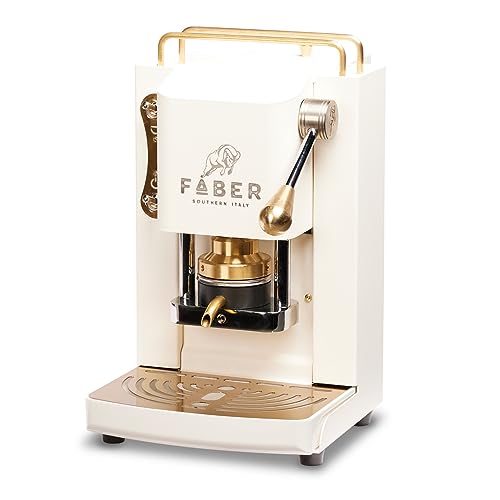 FABER COFFEE MACHINES | Modell Pro Mini Deluxe | Esse-Kaffeemaschine 44 mm | Pad-Padpresse aus Messing verstellbar (PURE WHITE) von FABER COFFEE MACHINES