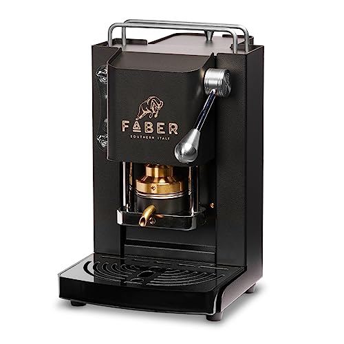 FABER COFFEE MACHINES | Modell Pro Mini Deluxe | Kaffeemaschine für ESE-Pads 44 mm | Chrom-Finish | Padpresse aus Messing (Mat Black) von FABER COFFEE MACHINES