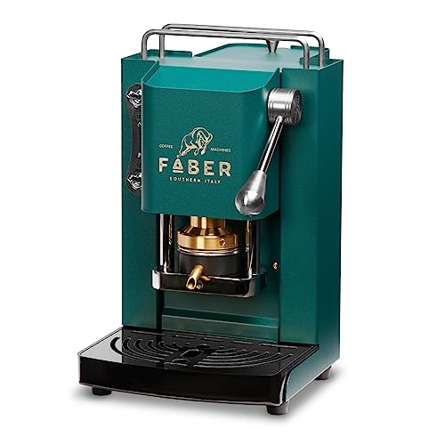 FABER COFFEE MACHINES | Modell Pro Mini Deluxe | Kaffeepadmaschine für ESE-Pads 44 mm | Chrom-Finish | Padpresse aus Messing (British Green) von FABER COFFEE MACHINES