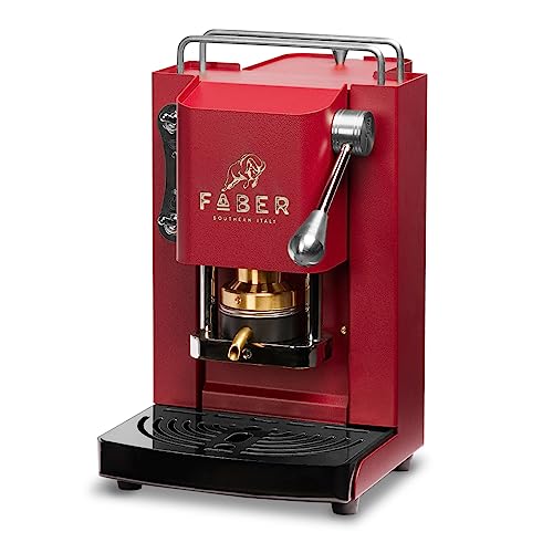 FABER COFFEE MACHINES | Modell Pro Mini Deluxe | Kaffeepadmaschine für ESE-Pads 44 mm | Chrom-Finish | Padpresse aus Messing (Cherry Red) von FABER COFFEE MACHINES