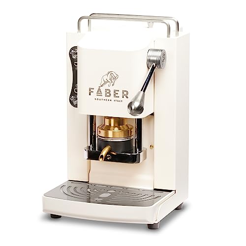 FABER COFFEE MACHINES | Modell Pro Mini Deluxe | Kaffeepadmaschine für ESE-Pads 44 mm | Chrom-Finish | Padpresse aus Messing (Pure White) von FABER COFFEE MACHINES