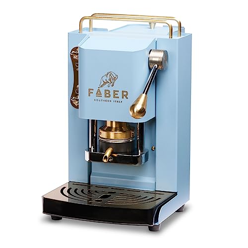 FABER COFFEE MACHINES | Pro Mini Deluxe Modell | 44 mm Kaffeepad-Maschine | Farbe Turquoise Oberflächen Messing | Messing Padspresse von FABER COFFEE MACHINES