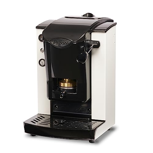 FABER COFFEE MACHINES | Modell Slot Plast | Kaffeemaschine für 44 mm ESE-Pads | Einstellbare Padpresse aus Messing (Weiß | Schwarz) von FABER COFFEE MACHINES