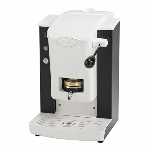 FABER COFFEE MACHINES | Slot Plast Modell | Kaffeemaschine 44 mm | Farbe schwarz Kunststoff Weiß | Messing Padspresse von FABER COFFEE MACHINES