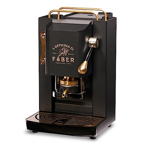Faber PRO Total Deluxe Kaffeemaschine aus Messing, 44 mm Ese Papier (Schwarz) von FABER COFFEE MACHINES