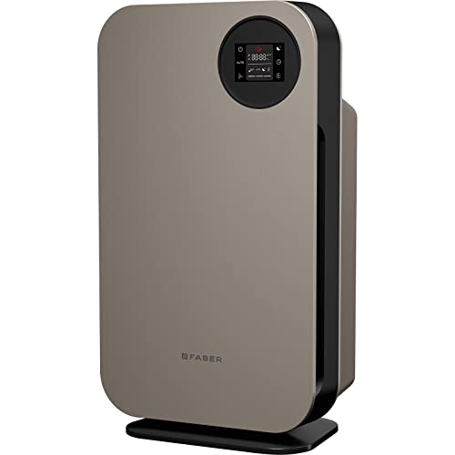 FABER - AirHub Portable, Luftreiniger mit HEPA-Filter und 4x4-Technologie gegen 99,99% Viren und Bakterien + 2 Luftqualität Sensoren - Luftreiniger mit Nachtzyklusfunktion, 32 cm, Titanium von FABER