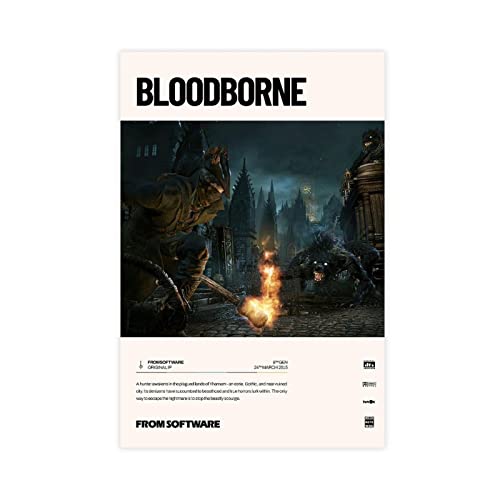Bloodborne (2015) Videospiel-Poster, Leinwand, Schlafzimmer, Dekoration, Sport, Landschaft, Büro, Raumdekoration, Geschenk, ohne Rahmen, 20 x 30 cm von FABIVA