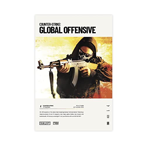 Counter-Strike Global Offensive (2012) Videospiel-Poster, Leinwand-Poster, Wandkunst, Dekoration, Bild, Gemälde für Wohnzimmer, Schlafzimmer, Dekoration, Rahmen-Stil, 50 x 75 cm von FABIVA