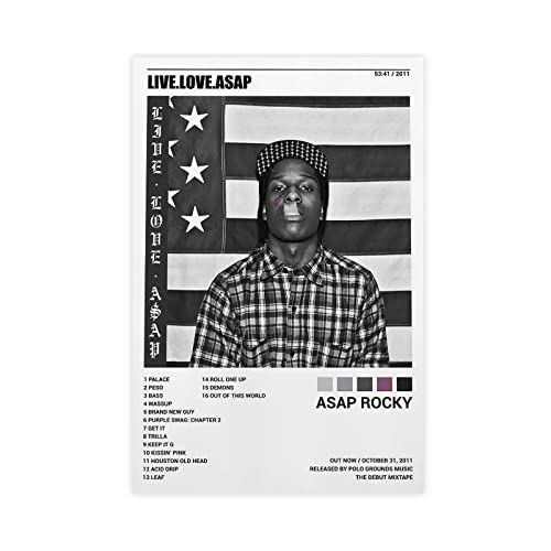 FABIVA ASAP Rocky Poster Live Love ASAP Albumcover Leinwand Poster Schlafzimmer Dekor Sport Landschaft Büro Zimmer Dekor Geschenk Unframe-Stil 50 x 75 cm von FABIVA