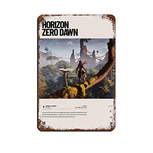 FABIVA Horizon Zero Dawn (2017) Videospiel-Poster, Blechschild, Vintage-Metall, Pub, Club, Café, Bar, Zuhause, Wandkunst, Dekoration, Poster, Retro, 20 x 30 cm von FABIVA