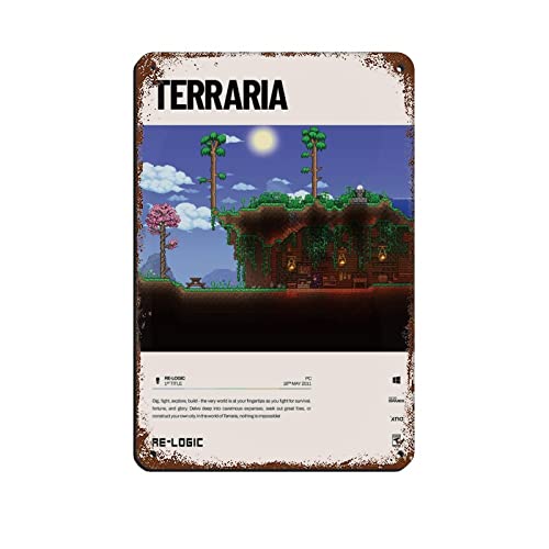 FABIVA Terraria (2011) Videospiel-Poster, Blechschild, Vintage, Metall, Pub, Club, Café, Bar, Zuhause, Wandkunst, Dekoration, Poster, Retro, 20 x 30 cm von FABIVA