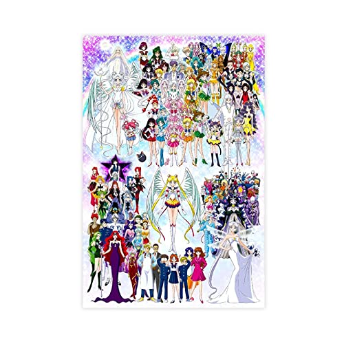 Film-Poster, Motiv: Sailor Moon Eternal Sailor Moon All Team Mitglieder 35 (2) Leinwand-Poster, Wandkunst, Dekoration, Bild für Wohnzimmer, Schlafzimmer, Dekoration, Rahmen-Stil, 60 x 90 cm von FABIVA