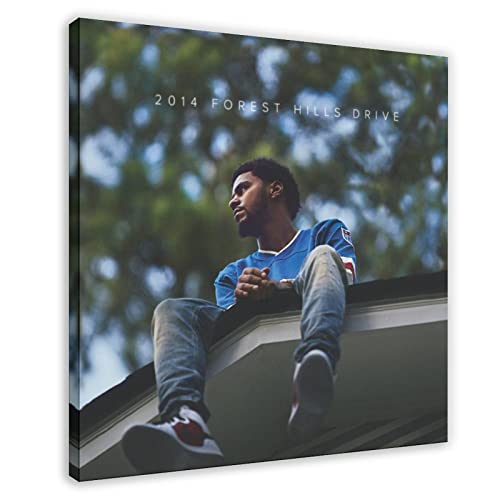 J Cole Poster 2014 Forest Hills Drive Album Cover Leinwand Poster Schlafzimmer Dekor Sport Landschaft Büro Zimmer Dekor Geschenkrahmen 40 x 40 cm von FABIVA