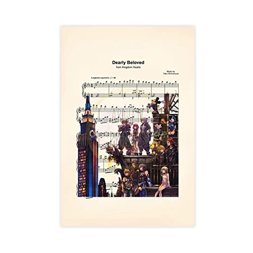 Kingdom Hearts Poster "Dearly Beloved Musikposter, 1 Leinwand, Poster, Schlafzimmer, Dekoration, Sport, Landschaft, Büro, Raumdekoration, Geschenk, Rahmen-Stil, 30 x 45 cm von FABIVA