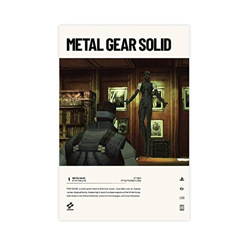 Metal Gear Solid (1998) Videospiel-Poster, Leinwand, Schlafzimmer, Dekoration, Sport, Landschaft, Büro, Raumdekoration, Geschenk, Rahmen-Stil, 50 x 75 cm von FABIVA