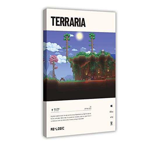 Terraria (2011) Videospiel-Poster, Leinwand-Poster, Wandkunst, Dekoration, Bild, Gemälde für Wohnzimmer, Schlafzimmer, Dekoration, Rahmen-Stil, 30 x 45 cm von FABIVA