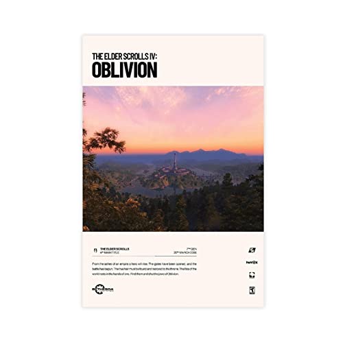 The Elder Scrolls IV Oblivion (2006) Videospiel-Poster, Leinwand, Schlafzimmer, Dekoration, Sport, Landschaft, Büro, Raumdekoration, Geschenk, ohne Rahmen, 20 x 30 cm von FABIVA