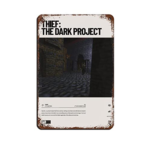 Videospiel-Poster "Thief The Dark Project (1998), Retro-Poster, Metall-Blechschild, schicke Kunst, Retro-Eisen-Malerei, Bar, Menschenhöhle, Café, Familien-Garage, Poster, Wanddekoration, 20 x 30 cm von FABIVA