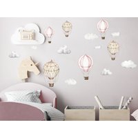 Heißluftballons Wandsticker, Wandsticker Fürs Kinderzimmer, Babyzimmer Wandaufkleber | Rosa von FABLExFAWN