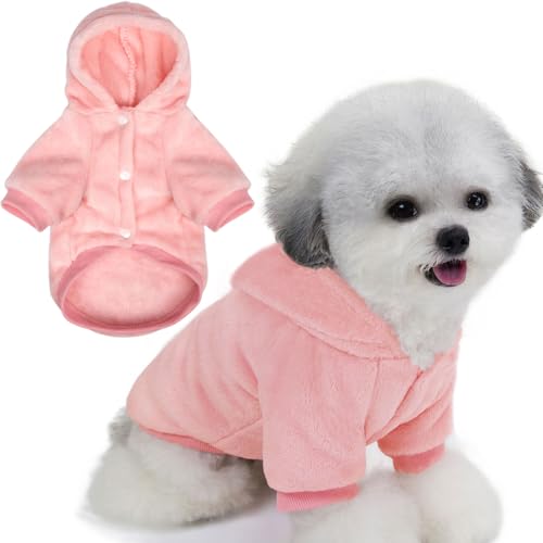 FabriCastle Hunde-Kapuzenpullover für kleine Hunde, Jungen und Mädchen, Hundekleidung, XS, Welpen-Sweatshirt, Haustier-Outfit, Katzenkleidung, superweich, warm, Schnappverschluss (Rosa, XX-Small) von FABRICASTLE