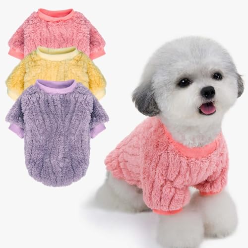 FabriCastle Hundepullover, 3er-Pack, Hundekleidung und -mantel, Haustierjacke für kleine oder mittelgroße Hunde, Jungen oder Mädchen, weicher und warmer Katzenpullover, Hundebekleidung, Kostüme von FABRICASTLE