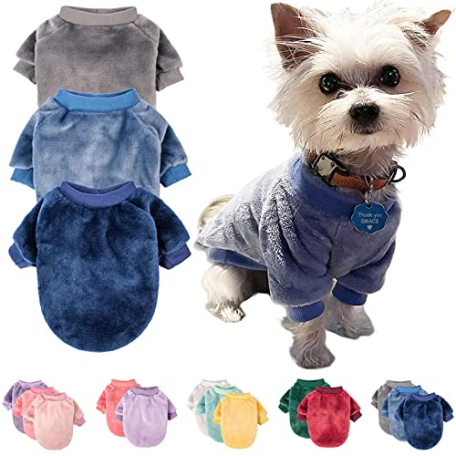Hundepullover für kleine Hunde, Mädchen oder Jungen, gemütlicher Welpen, Yorkie, Haustier, Katze, Winterjacke, Plüsch, für kleine Hunde oder Katzen, Bekleidung (klein, grau, blau, dunkelblau) von FABRICASTLE
