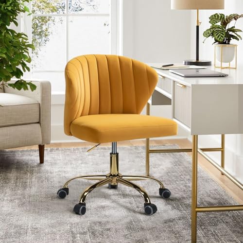 FABRICATION HAUS Bürostuhl, Computerstuhl, Schminktischstuhl, moderner Schreibtischstuhl mit drehbaren Rädern, drehbar, höhenverstellbar, geeignet für Wohnzimmer, Schlafzimmer, Gelb FABRICATION HAUS Bürostuhl, Computerstuhl, Schminktischstuhl, moderner Schreibtischstuhl mit drehbaren Rädern, drehbar, höhenverstellbar, geeignet für Wohnzimmer, Schlafzimmer, Gelb von FABRICATION HAUS