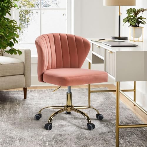 FABRICATION HAUS Bürostuhl, Computerstuhl, Schminktischstuhl, moderner Schreibtischstuhl mit drehbaren Rädern, drehbar, höhenverstellbar, geeignet für Wohnzimmer, Schlafzimmer, Rosa von FABRICATION HAUS