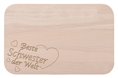 Frühstücksbrettchen/Frühstücksbrett mit Gravur "Beste Schwester der Welt" als Geschenk - aus Holz - Geschenkidee ideal zum Geburtstag oder zu Weihnachten Frühstücksbrettchen/Frühstücksbrett mit Gravur "Beste Schwester der Welt" als Geschenk - aus Holz - Geschenkidee ideal zum Geburtstag oder zu Weihnachten von FABRIKSTORES GmbH