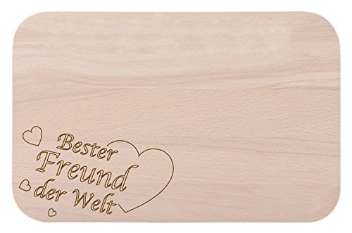 Frühstücksbrettchen/Frühstücksbrett mit Gravur "Bester Freund der Welt" als Geschenk - aus Holz - Geschenkidee ideal zum Geburtstag oder zu Weihnachten von FABRIKSTORES GmbH