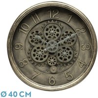 Fabrilamp - Uhr of Wanduhr atarfe rustikal gold 40x40x7 cm Zahnräder mit Uhrwerk von FABRILAMP