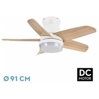 DC-Neutronen-Ventilator, 24 W, Weiß/Buche, 5 Flügel von FABRILAMP