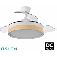 Dc Iglu Weiß/Buche Ventilator 72W 3 ausfahrbare Flügel von FABRILAMP