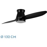 Fabrilamp - Abrila - Ventilator dc nordic Schwarze Farbe mit zwei Flügeln de Holz mit 6 einstellbaren Geschwindigkeiten mit 3 Temperaturen de Licht von FABRILAMP