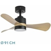 Dc Zepelin Ventilator 18 w Schwarz/Helles Holz 3 Flügel von FABRILAMP