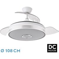 Fabrilamp - matanuska Deckenventilator de mit LED-Licht, DC-Motor, weiße Farbe, einziehbare Flügel, Fernbedienung, Timer, Memory de Licht, 3 Farbtöne von FABRILAMP