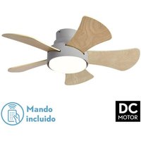 Fabrilamp - Ventilator 25w Dc Grau Gregarious 5 Flügel Rev. Weiß/Buche 6 Vel.3000-4000-6000k 82D Fernbedienung, Speicher und Timer von FABRILAMP
