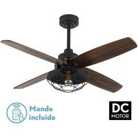 Fabrilamp - Ventilator Dc Aquilo Schwarz 1xe27 4Asp Eiche 6Veloc C/Fernbedienung und Zeitschaltuhr 44,5/57x119,4x119,4 Cm von FABRILAMP