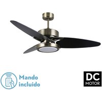 Fabrilamp - Ventilator Dc Cross 30w Leather 3 Blades Black/walnut 6vel. 3 Farben 3250lm 132d Fernbedienung, Speicher und Timer von FABRILAMP
