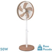 Fabrilamp - Fan de pie alcañiz blanco/haya 3vel.50w.5aspas oszillierend und rotierend regx45x37cm von FABRILAMP