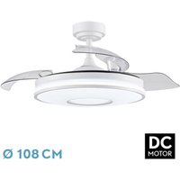 Fabrilamp Todolampara - Fan De Ceiling Light Led Dc Dani Blanco Folding Blades 108d 6 Speed Remote+timer+memory von FABRILAMP
