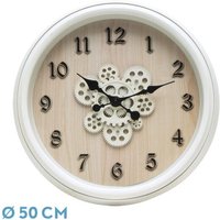 Fabrilamp - Uhr de Wand berrocal White Beech 50x50x6 cm Gears with Movement von FABRILAMP