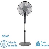 Ventilator de Bodenventilator borlon schwarz/grau 3 Geschwindigkeiten 55w 5x2Stufen regelbar+ Fernbedienung+ Zeitschaltuhr regx43x40 cm von FABRILAMP