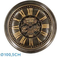 Fabrilamp - Uhr de Wand Genova Gold Leder 100,5x100,5x100,5x13,5 cm Zahnräder mit Uhrwerk von FABRILAMP