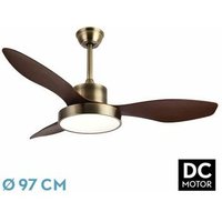 Fabrilamp - Hayate DC-Ventilator 24 w Leder/Eiche 3 Flügel von FABRILAMP