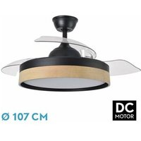 Iglu DC-Ventilator, 72 w, Schwarz/Buche, 3 ausfahrbare Flügel von FABRILAMP