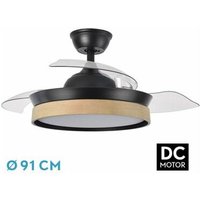 Iglu DC-Ventilator, Schwarz/Buche, 72 w, 3 ausfahrbare Flügel von FABRILAMP