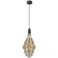 Fabrilamp - Pendelleuchte loreto 1xe27 braun/amber birne enthalten 8w 3000k 620lm regx20x20 cm von FABRILAMP