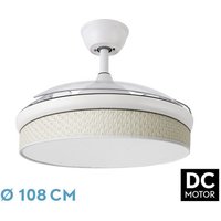 Ventilator dc fan - fashion - Farbe Blanco mit drei ausfahrbaren ABS-Lamellen und Baldachin-Diffusor Blanco 6 einstellbare Geschwindigkeiten 3 von FABRILAMP